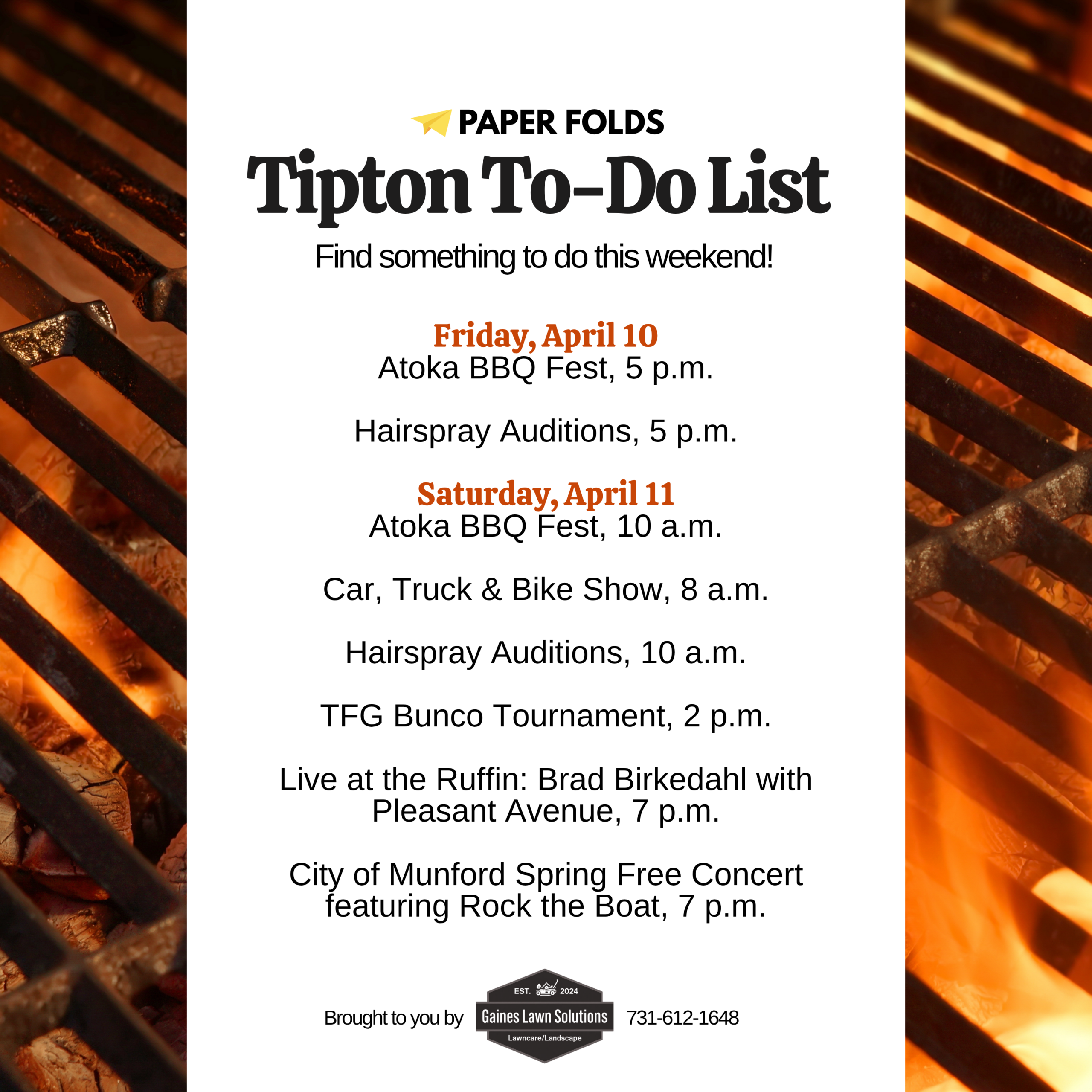Featured image for Tipton To-Do List: April 10-12, 2026