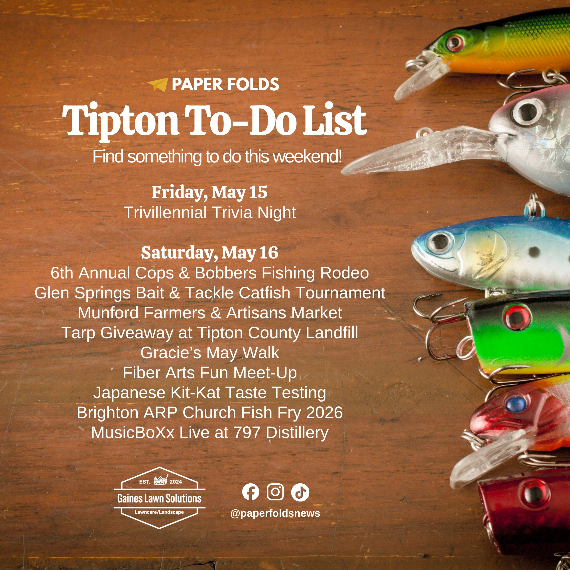 Tipton To-Do List: May 15-17, 2026