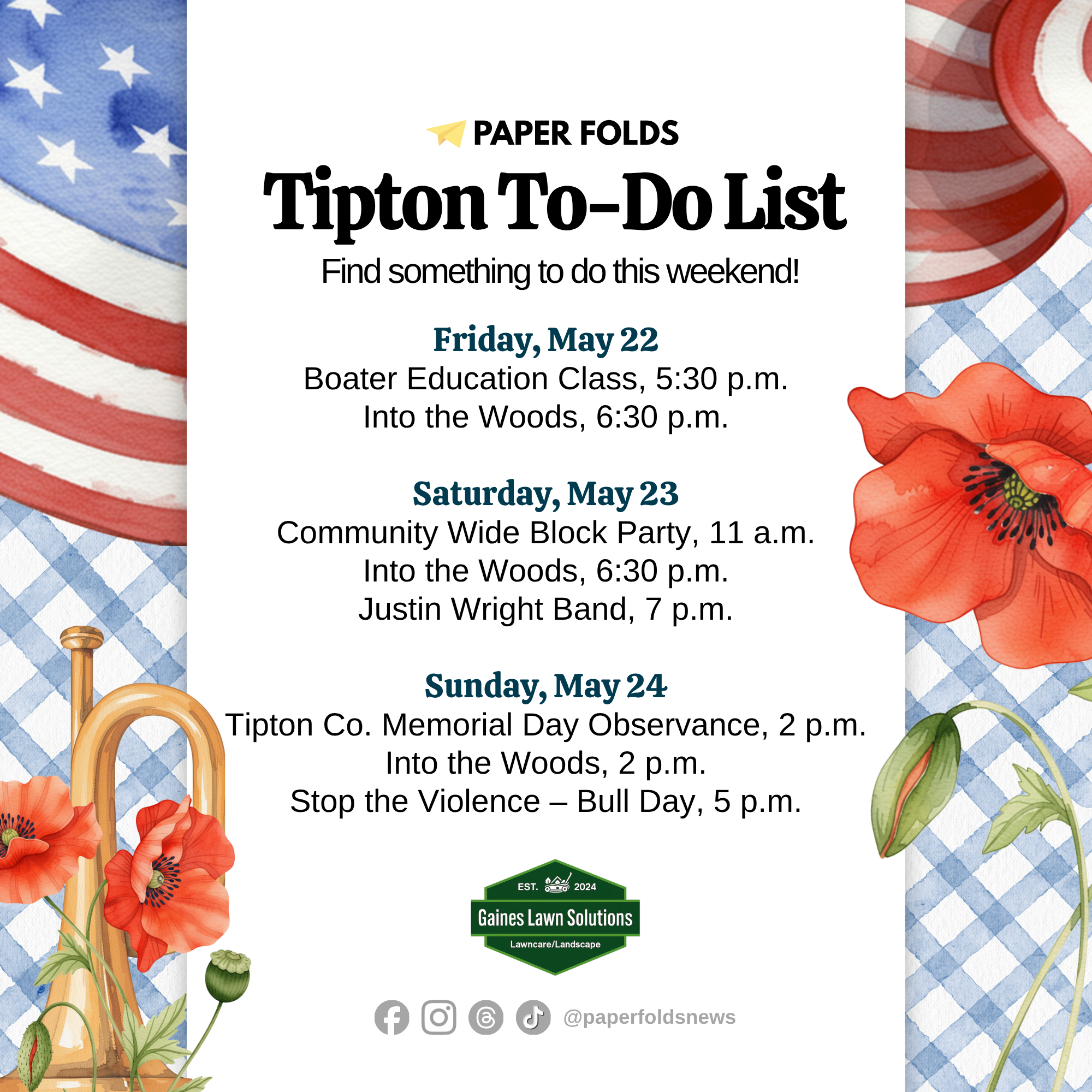 Featured image for Tipton To-Do List: May 22-24, 2026