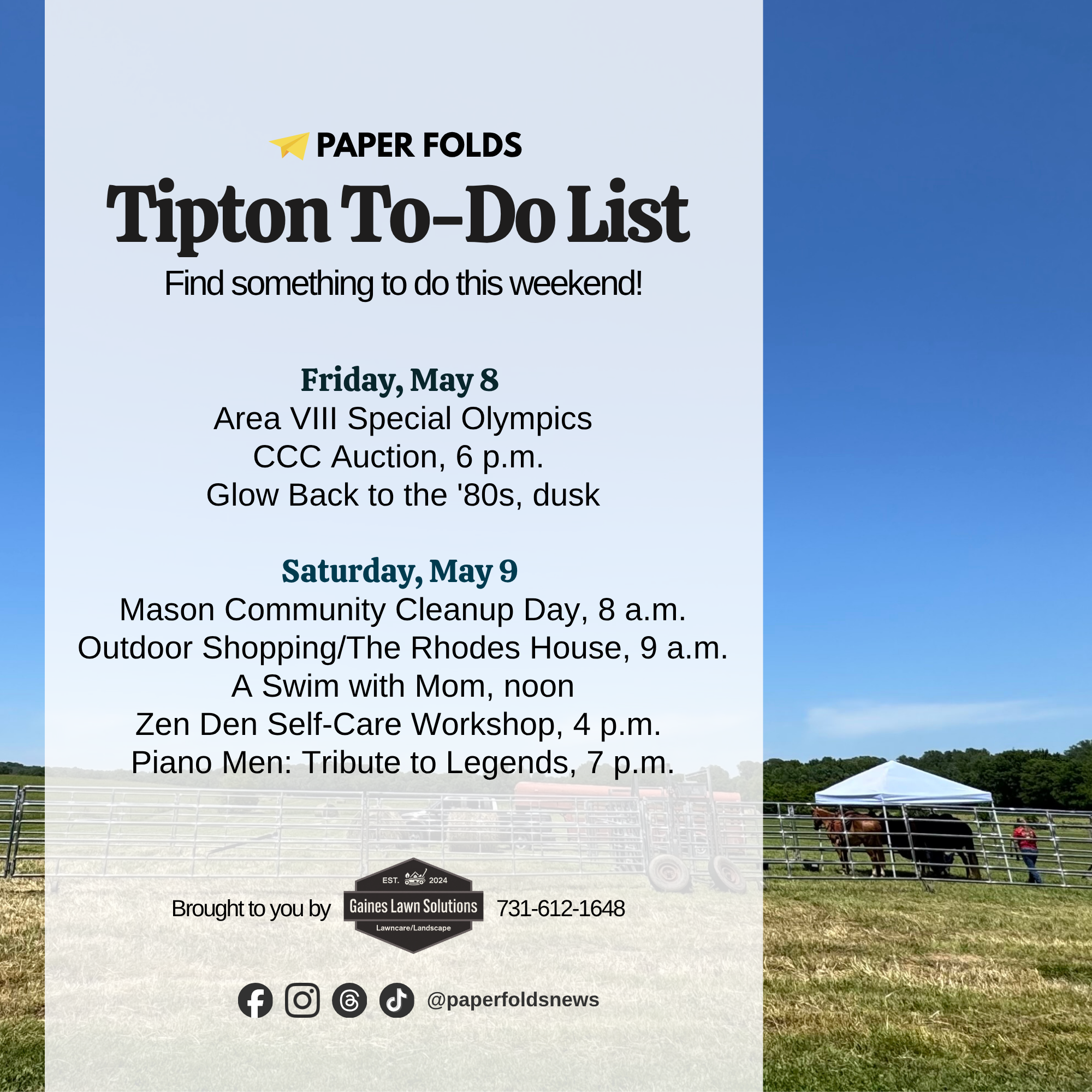 Featured image for Tipton To-Do List: May 8-10, 2026