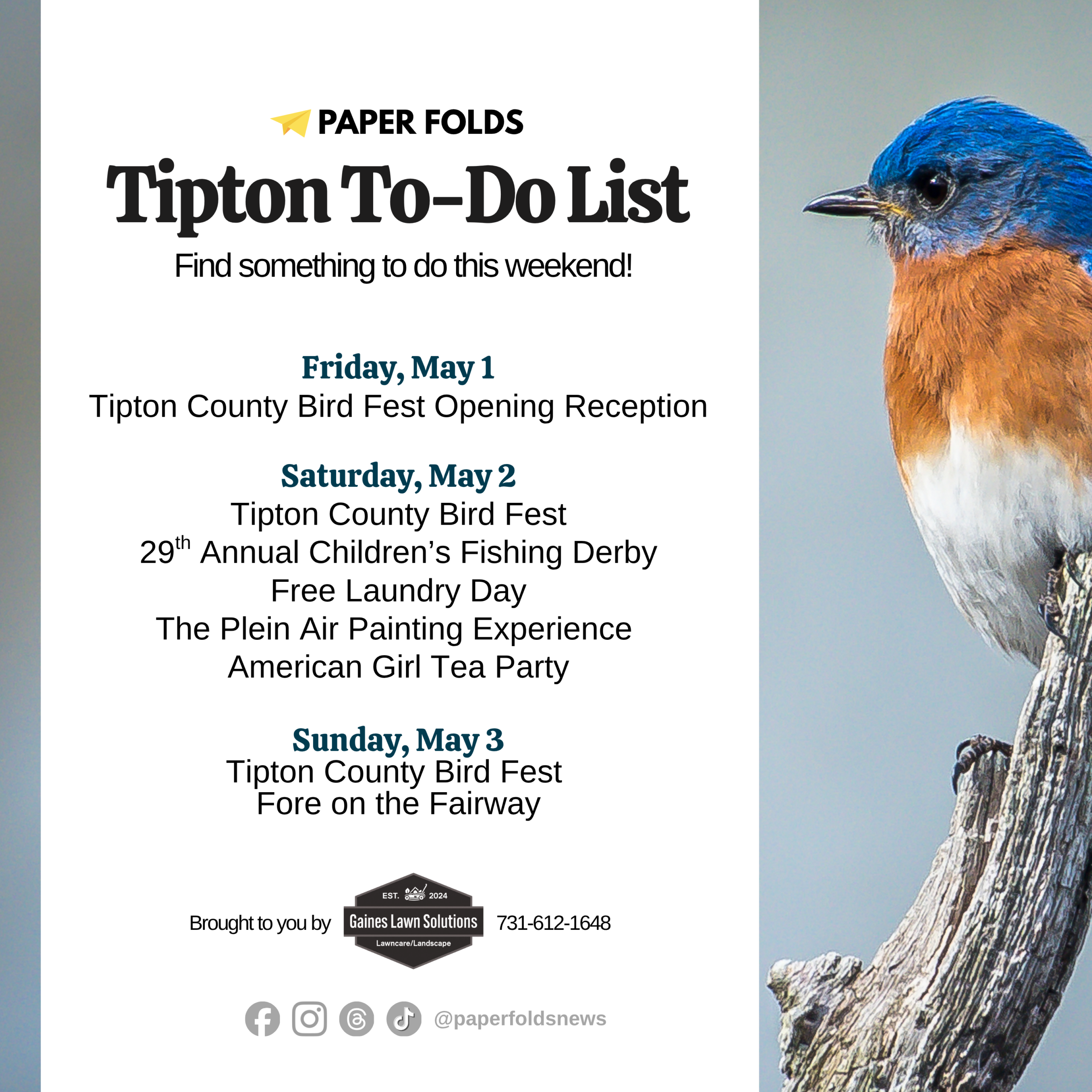 Featured image for Tipton To-Do List: May 1-3, 2026