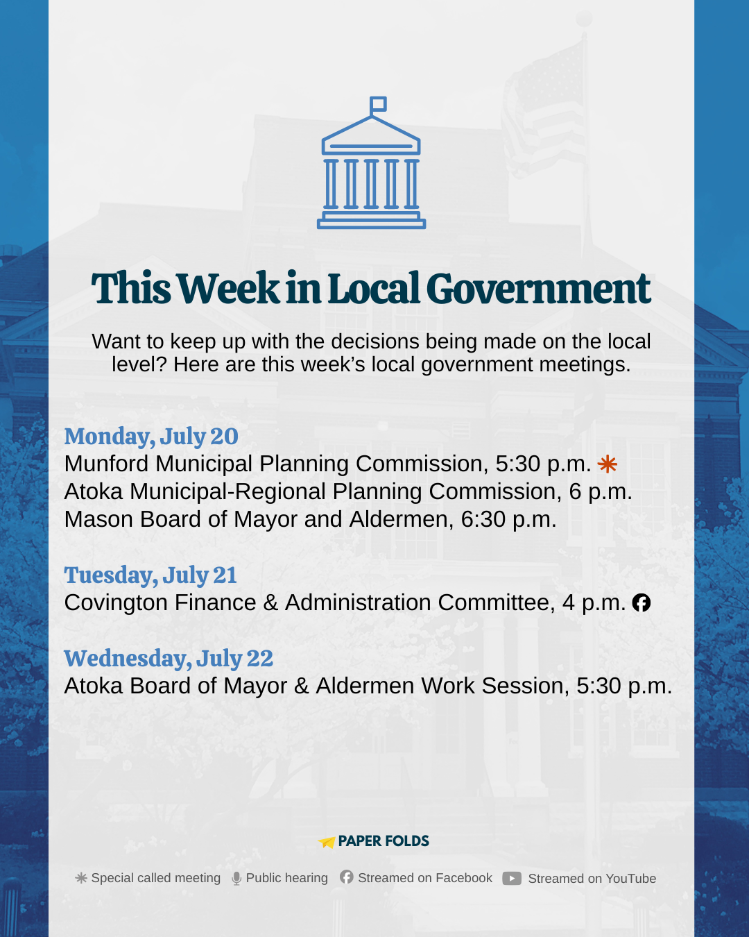 Special-called planning votes in Munford open a light week for Tipton County government